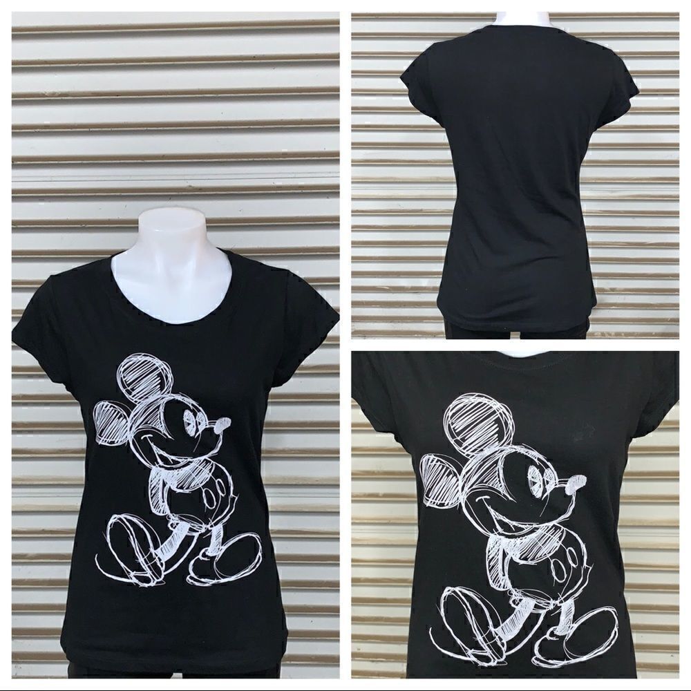 🛍Disney black shirt with chalk drawn Mickey Mouse